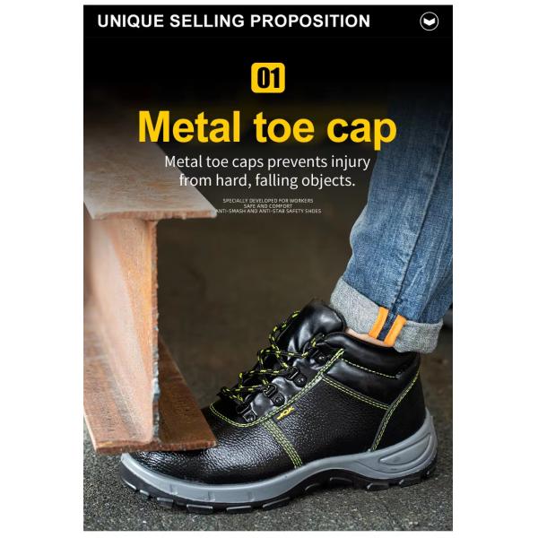 Chaussures de sécurité de construction légères Noir Bottes en vrai cuir Unisexe