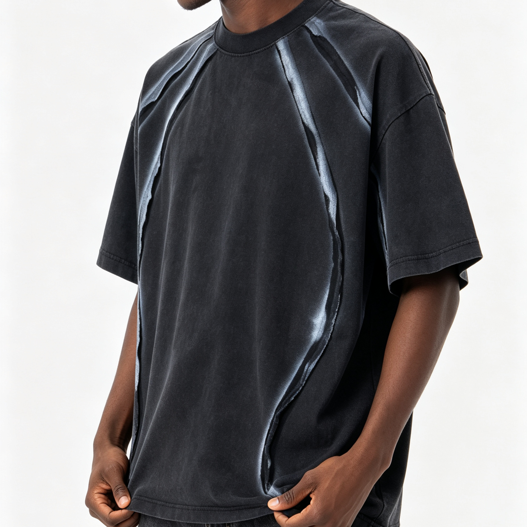 320GSM Basic Crew Neck Tee Tie Dye Oversized Streetwear Tee Skeleton