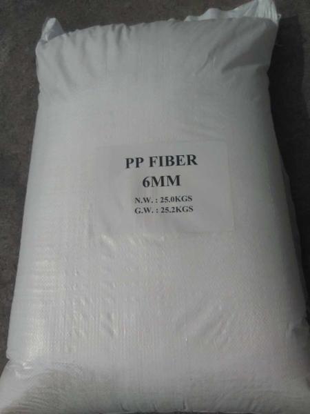Polypropylene Fiber PP FIBER 6MM, 25UM for concrete or mortar，roads, bridges, underground waterproof projects and roof, walls, pools, basements of civil construction industrial.