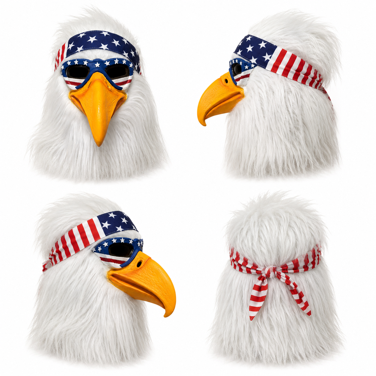 Realistic Full-Head Eagle Latex Mask with American Flag Headband, Perfect for Parties, Cosplay, Halloween, Costume Events, Festivals, Patriotic Celebrations, and Fun Dress-Up Occasions