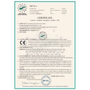 Kunshan JZH Precision Hardware Co., Ltd. Certifications