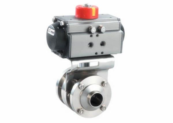 Weld Connection End Sanitary Control Valves AISI 316L  Double Acting Pneumatic Actuator Butterfly Valve