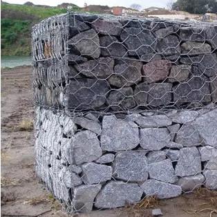 2.0mm-4.0mm Medida de fio galvanizado Soldado PVC revestido Rock Gabion Basket para paisagismo