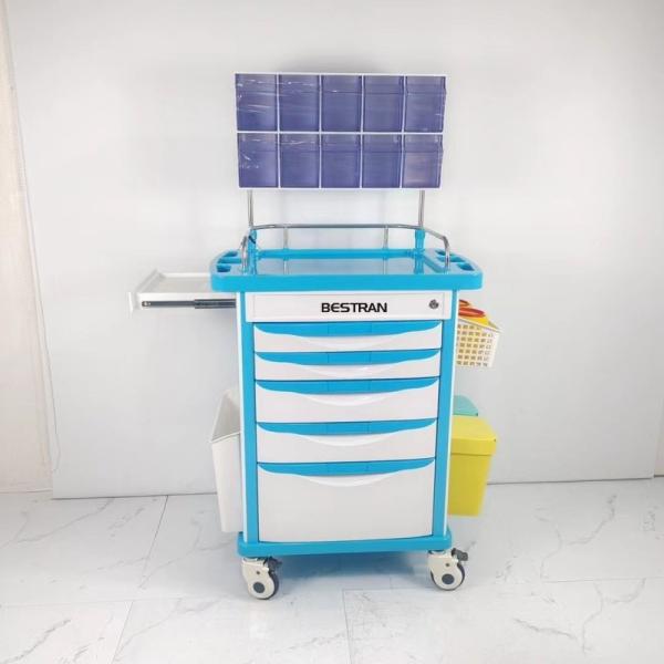 ABS Anesthesia Medical Trolley With 5 Locking Drawers Inside Dividers Compartments