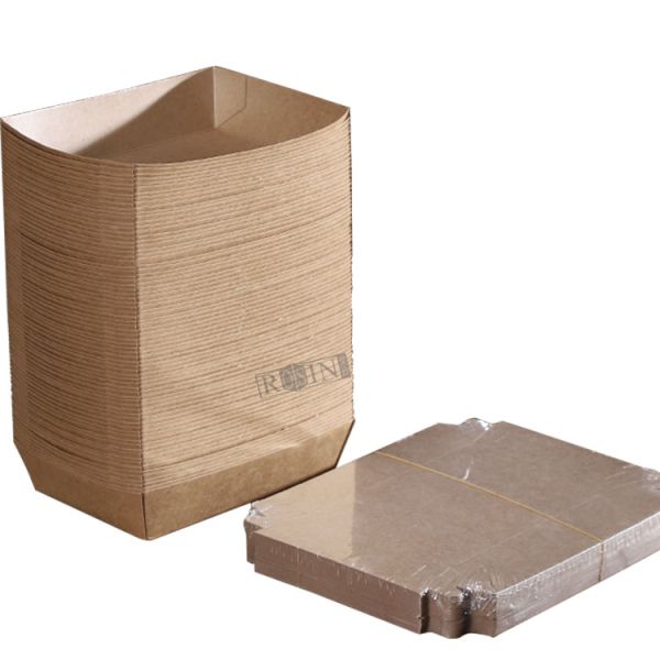 300ml to 1800ml Foldable Takeaway Containers Kraft Paper Disposable Food Tray for Fast Food