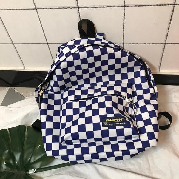 2018 new hip-hop fashion checkerboard circle label campus backpack for high school students