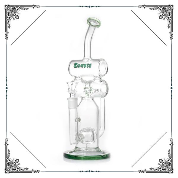Glass Recycler 12 Inches Honeycomb Perc Bubbler Recycler Bongs Smoking