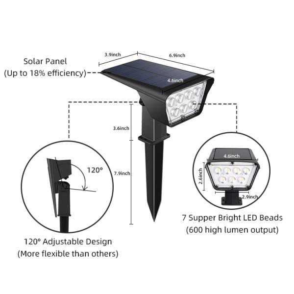 20000hour 300lm Outdoor LED Solar Garden Light 180 Degree Beam Angle