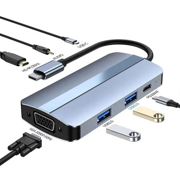 Grain 5 en 1 Hub USB-C Type-C vers HDMI USB3.0 USB2.0 SD TF Adapter Hub avec lecteur de carte
