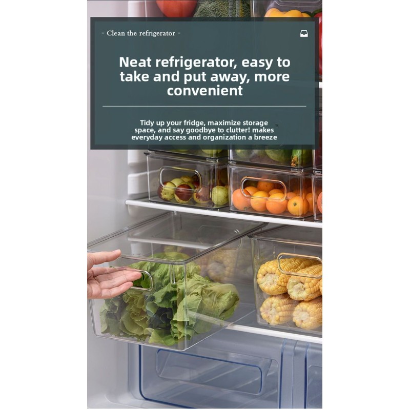 Clear Plastic Stackable Storage Bins Rectangular Produce Organizers for Fridge Kitchen Pantry Transparent Fruit Vegetable Basket