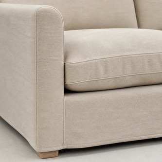 Organic Modern Deep 2-Seater Sofa in Ivory Linen-Look Fabric SF-009