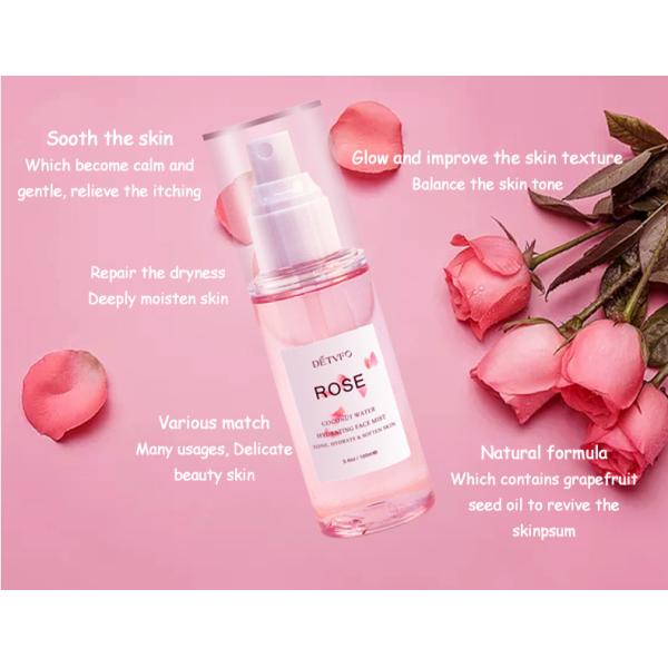 Etiqueta privada Agua de Rosas Agua de Rosas Facial Hidratante Hidratante Spray para el cuidado de la piel Toner para el rostro Agua de Rosa para la cara