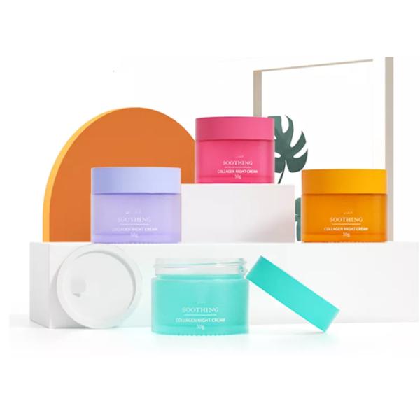 Customizable Pink Luxury Glass Cosmetic Jar 2oz With Silver Metal Cap