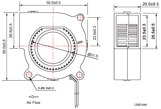 Projector 5020 Small Blower Fan 5V/12V/24V 50x50x20mm Sturdy