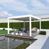 Pergola en aluminium à abats-sons motorisée résistante motorisée de temps