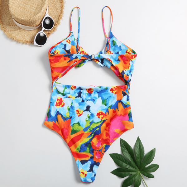 Tiered Layer Tie a Knot Front Top With Low waist Bikini swimsuit high cut