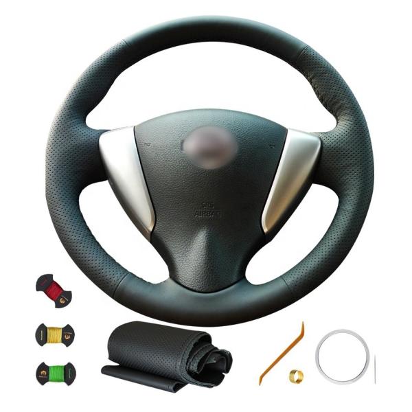 Custom Black Steering Wheel Cover for Nissan Tiida and Versa Note Easy Installation