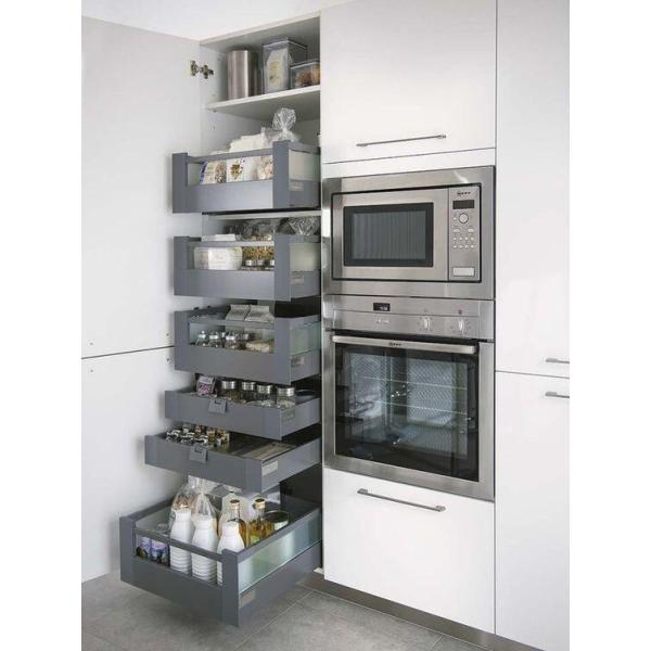 Melamine Board Corner Revolving Pull Out Small Black Basket Cabinet for Modular Kitchens
