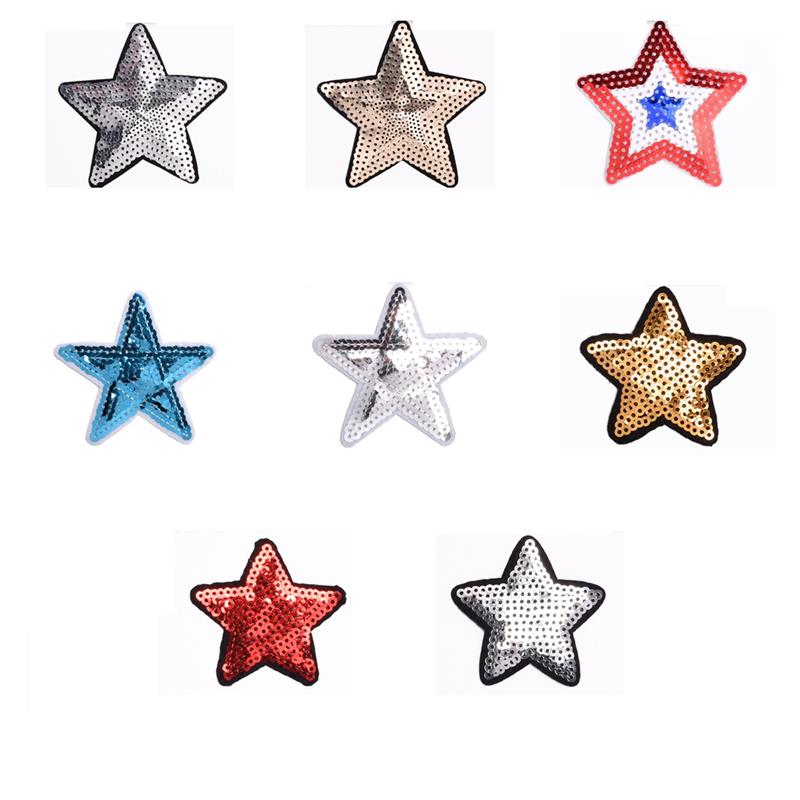 35PCS Computer Embroidered Label Sequin Cloth Paste Love Five-Star Patch Stage Clothing Bag Cap Accessories Embroidery Sticker