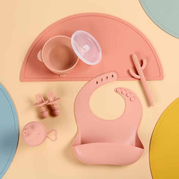 FDA Approved 100% Silicone Weaning Set , Microwave Safe Baby Feeding Sets