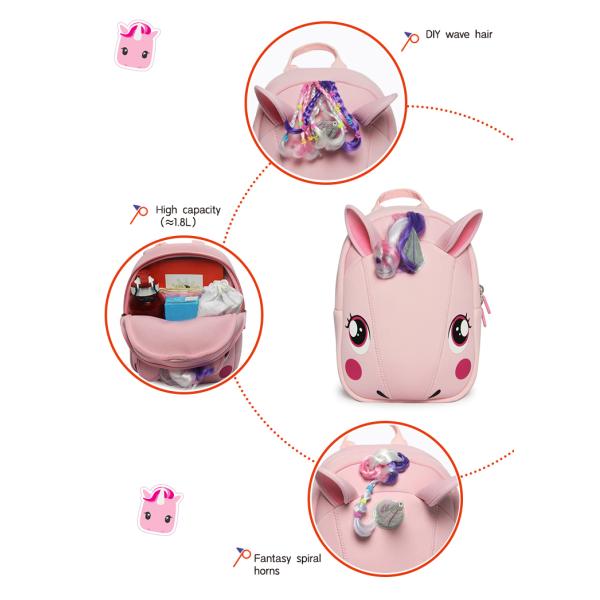 Supercuta de niños Unicornio Mochila de 20-36 litros Mochila escolar para niños Multicolores