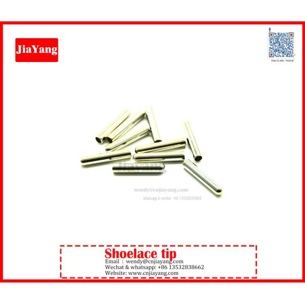 Jiayang 15mm silver color plated round shape flat end metal aglets for sneaker