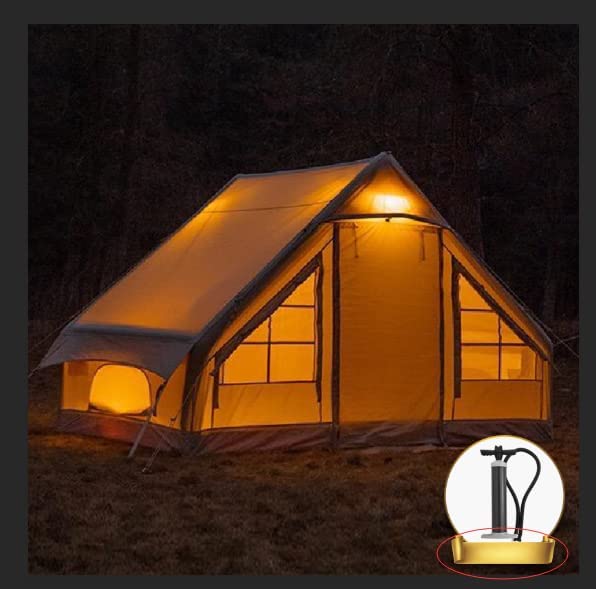 4-5 Person Inflatable Glamping Tent with Pump Easy Setup Waterproof Outdoor Camp Air Tent