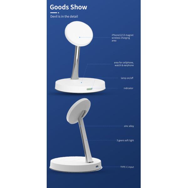 15w 10w 7.5w 5w Metal Wireless Charger Zinc Alloy Black and white with night light 2w
