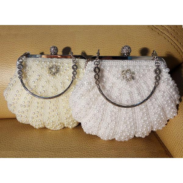 Shell pearl handmade string beads diamond slung over shoulder dinner evening bride retro dress cheongsam wedding bags