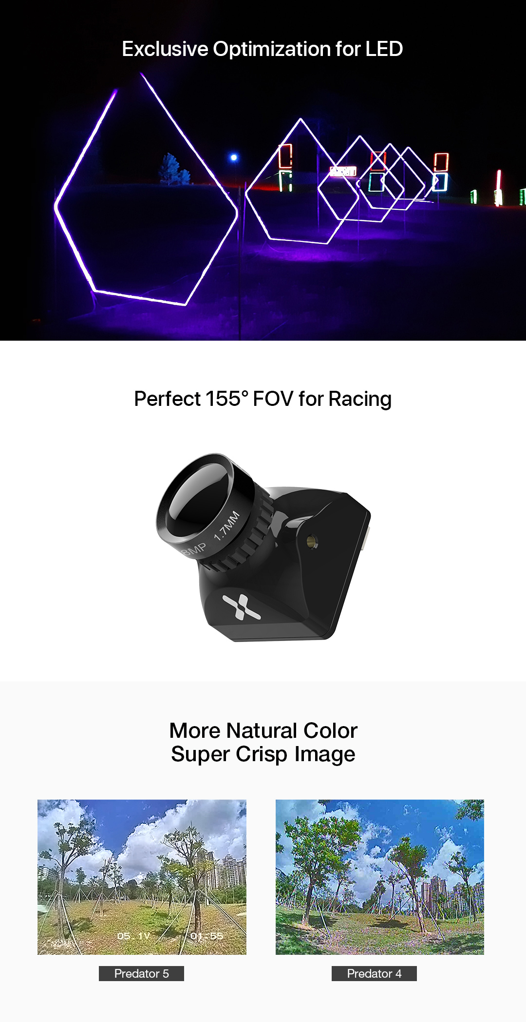 Hot Sales Foxeer Mini/Micro/Nano Predator 5 Full Case Plug Connector Racing Camera 4ms Latency Super Drone For RC FPV Module