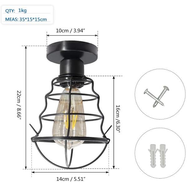 Vintage Chandelier E27 Base Rustic Antique Industrial  Metal Caged Chandelier hallway light(WH-VP-83)