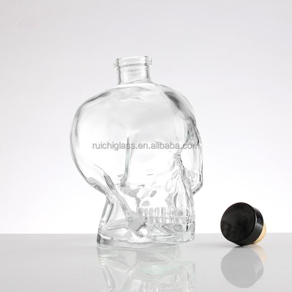 500ml 700ml de luxo cabeça de crânio forma rum tequila whisky gin licor garrafa de vidro