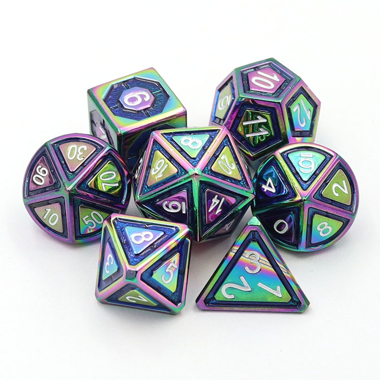 Zinc Alloy Metal Dice Set with Custom Colors and 14-20mm Size for DND & RPGs