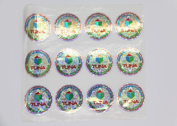 Shining Tuna Food Laser Label Sticker , Die Cut Shape Self Adhesive Laser Labels