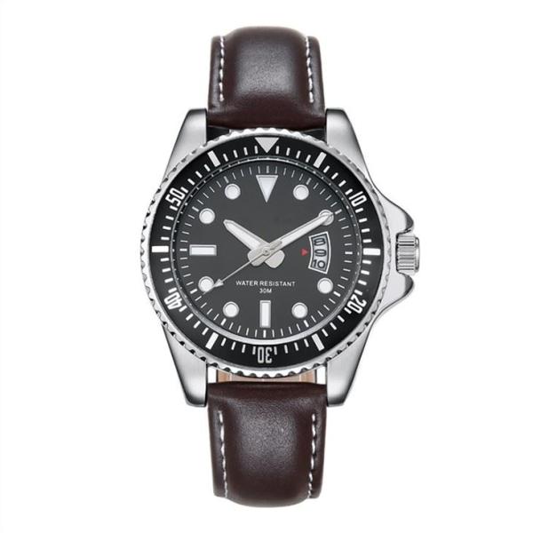 Men Leather Strap Mechanical Watches Simple Hands Stylish Business Watch