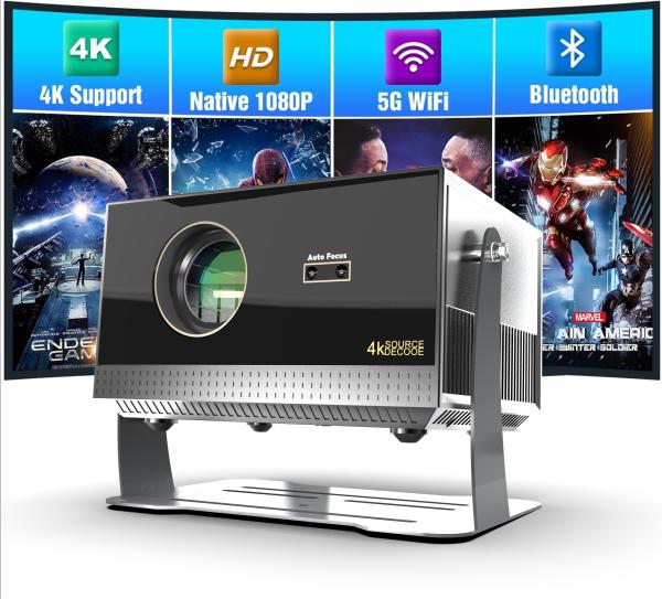 H1 360° Flip 1080P 4K Projector Dust Free Android 12.0 600 ANSI Lumens Projector For Home Cinema