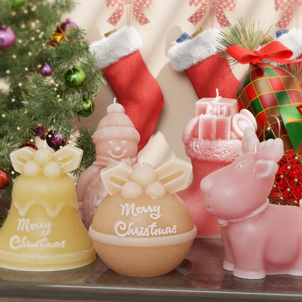 Crystal dropper Christmas snowman boots socks reindeer bells hanging decorations table DIY candles 3D silicone mold