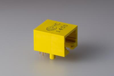 90 graus 8P8C porta única de plástico RJ45 Ethernet Jack Cor Amarela Guia para baixo