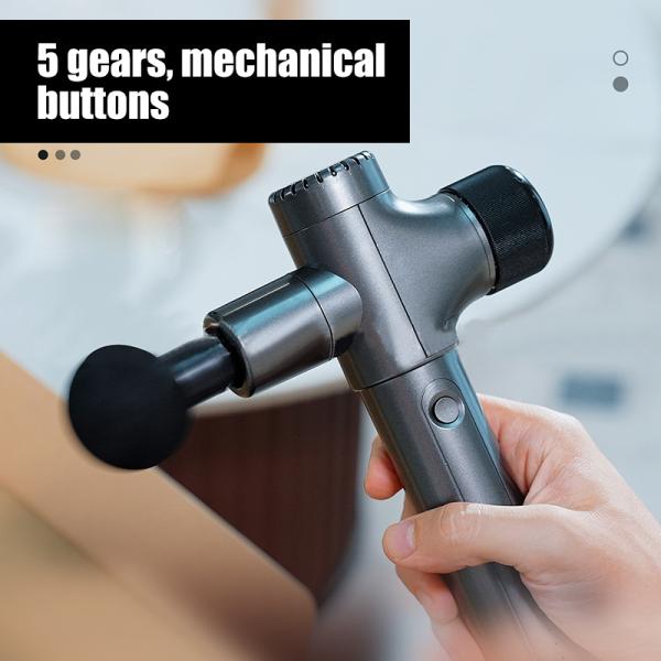 Handle impact massage gun deep tissue muscle back massager handheld pain relief portable mini long handle fascia gun