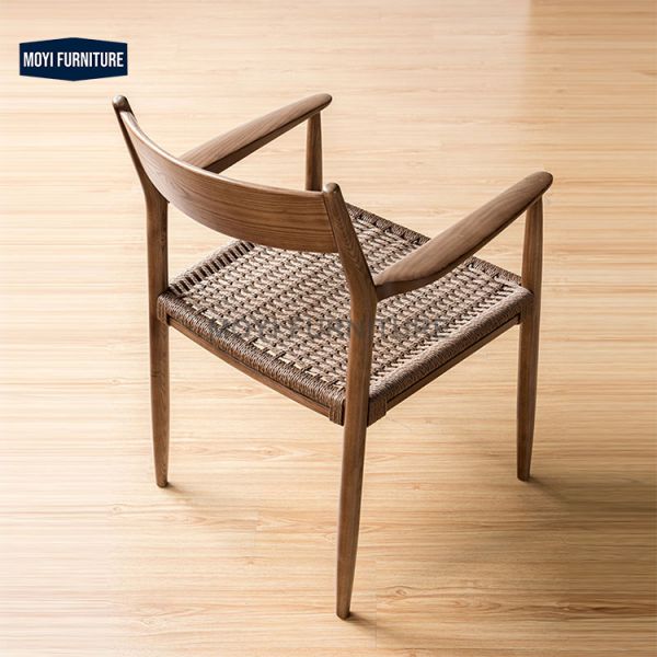 MOYI Ash rattan chair dining mid century antique rattan dining chair