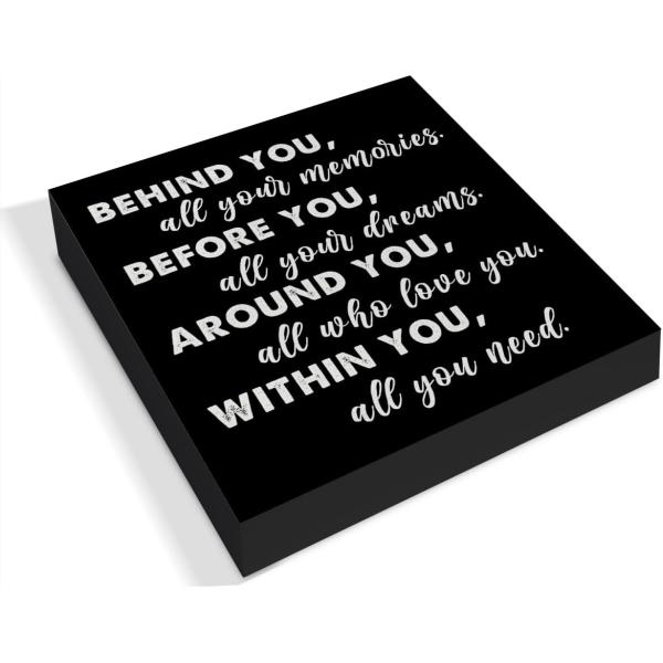 American Style Wooden Box Sign Decor Graduation Quote Positive Behind You All Your Memories