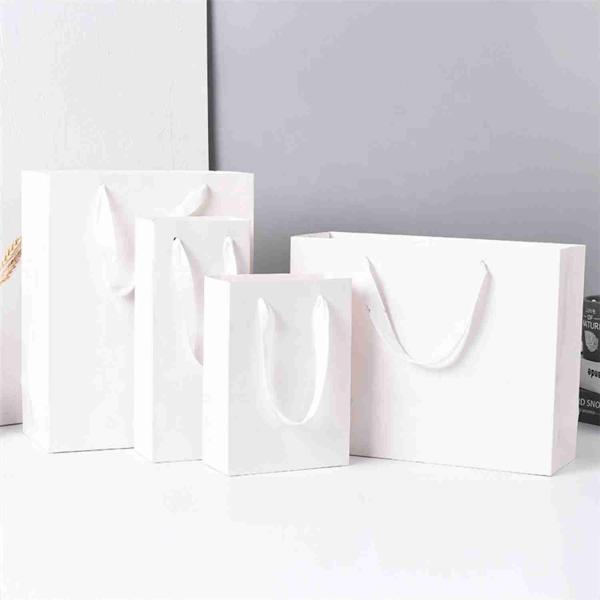 Kuaima FSC Jewelry plain White Shopping Paper Gift Bags With Handles