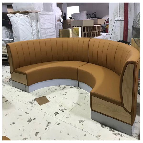 Customization U Shaped Wooden Restaurant Booths Seating Coffee Shop Furniture PU Leather Sofa Bench