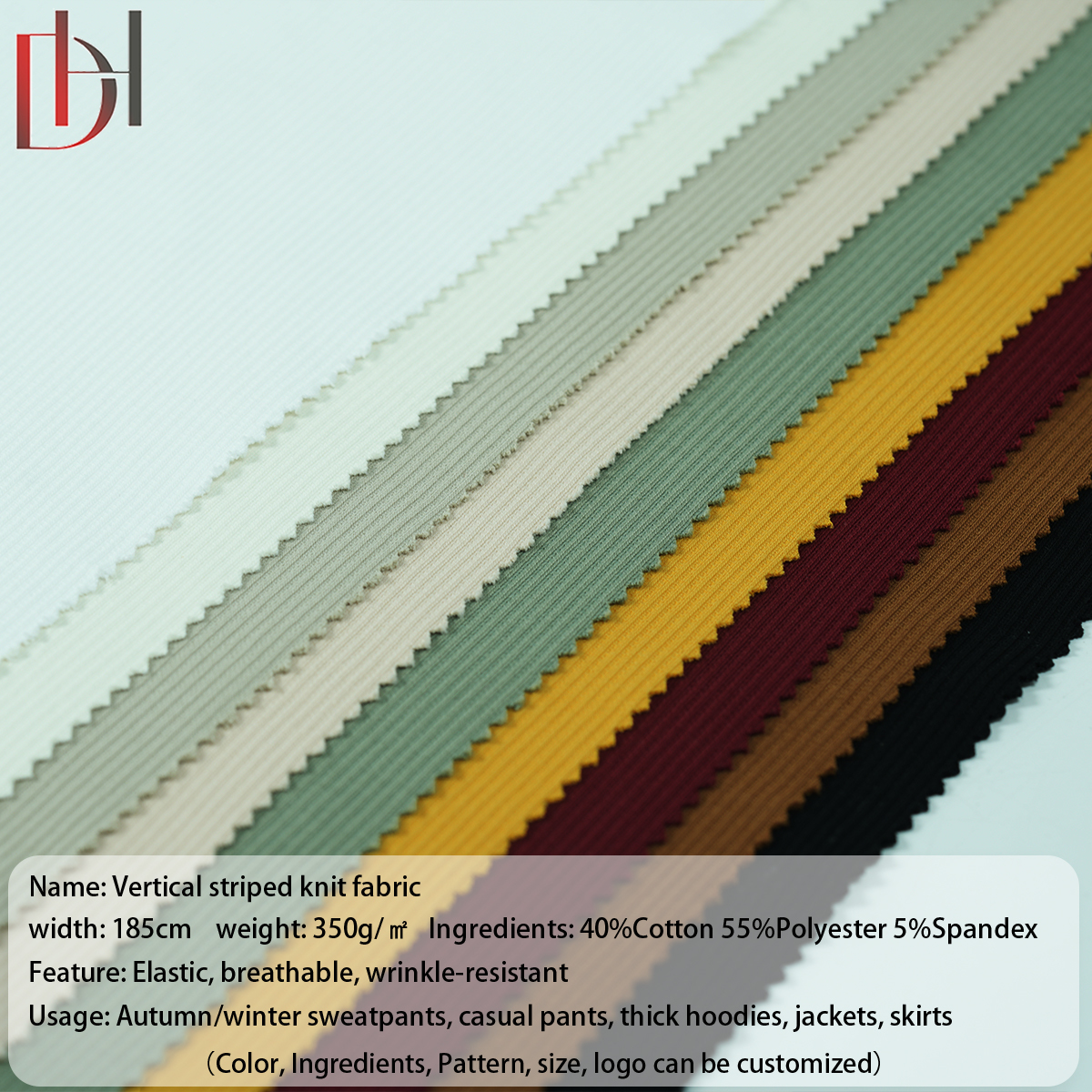Custom Dyeable Vertical Striped Cotton Blend Knit Fabric for Fall Winter Knit Cardigans & Trousers