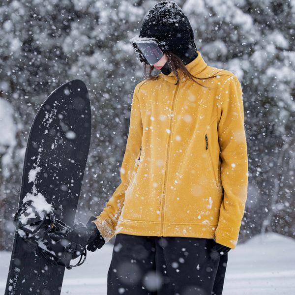 Unisex Polar Fleece Zip Up Mid Layer Jacket for Ski Outdoor
