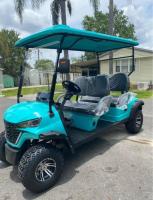 Azul 4 plazas frente a la caza carro de golf eléctrico 72v 150ah Batería de litio 14 pulgadas de neumático de todo terreno