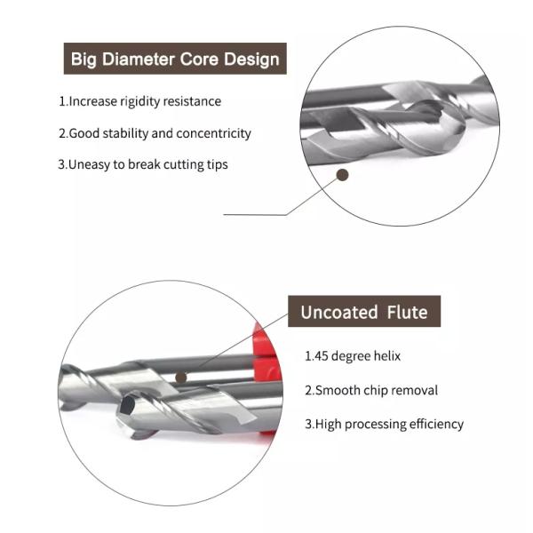 2Flute Solid Carbide Ball Nose End Mill Uncoated For Aluminium