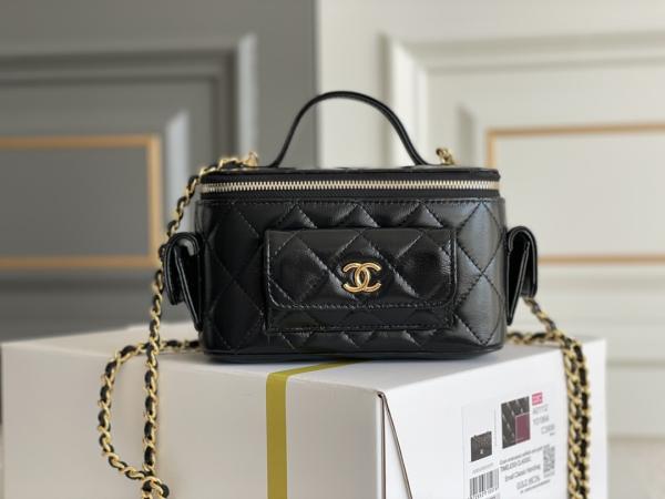 Caso marcado feito sob encomenda da vaidade de Chanel 22K dos sacos da pele de carneiro multi bolso