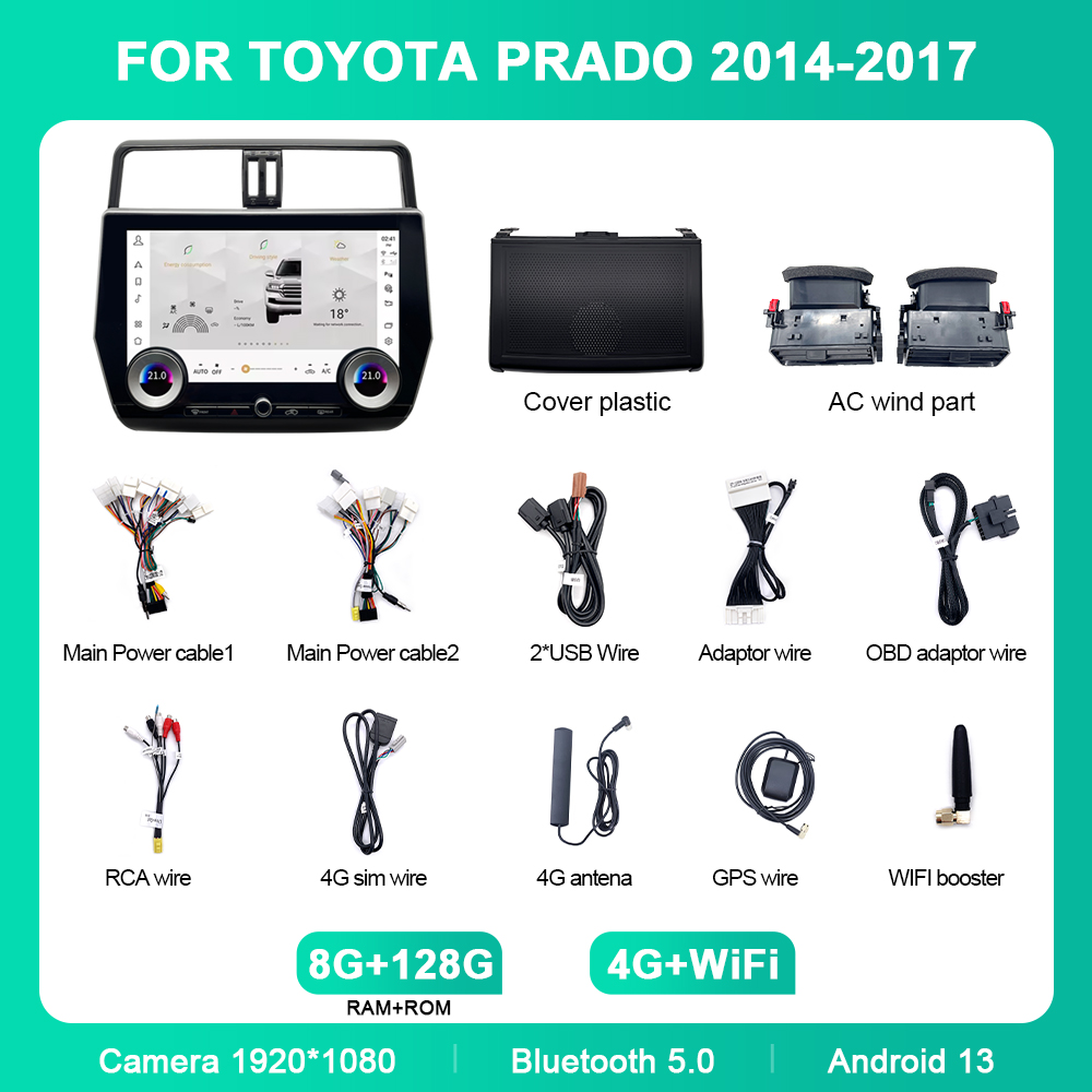 Qualcomm 665 Car Android Navigation Android 13 Главный блок для Toyota Prado 10-22