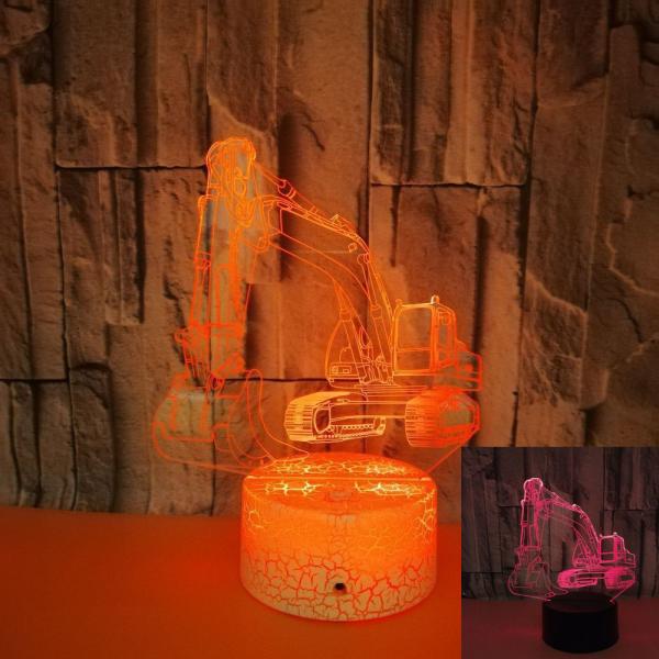 OEM logo picture Excavator 3D LED night light Colorful remote control touch Creative gift small table lamp